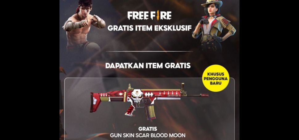 Cara dapat kode redeem FF free fire gun scar blood moon (Shopee)