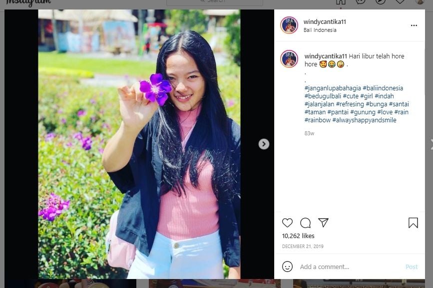 Potret Liburan Windy Cantika, Penyumbang Medali Pertama RI di Olimpiade Tokyo 2020. (Instagram/@windycantika11)