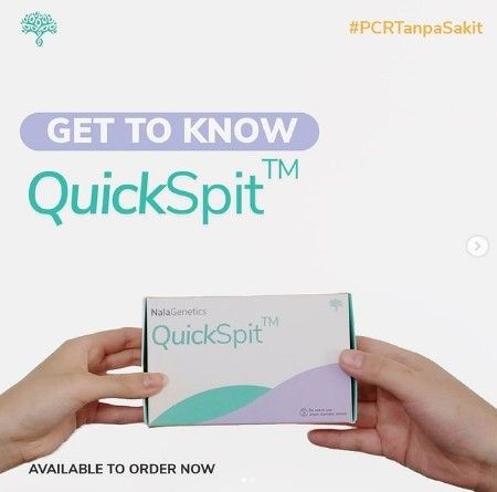 Apa itu QuickSpit? QuickSpit adalah deteksi virus COVID-19 pakai air liur. (@nalagenetics)