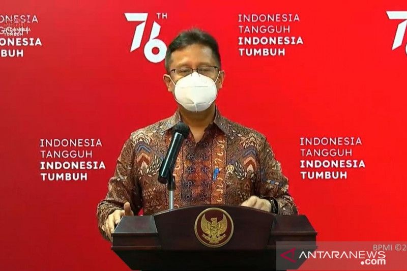 Tangkapan layar Menteri Kesehatan Budi Gunadi Sadikin dalam konferensi pers yang dipantau daring, Senin (26/7/2021). (ANTARA/Devi Nindy)