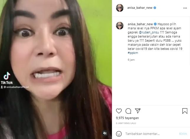 Postingan Anisa Bahar (Instagram.com)