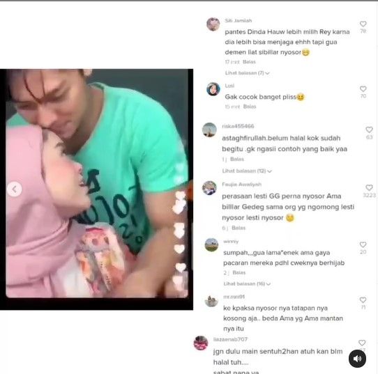 Rizky Billar mencium kening Lesti Kejora (Instagram)