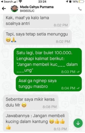 Pelanggan beri tip lewat pertanyaan receh. (Instagram/dramaojol.id)