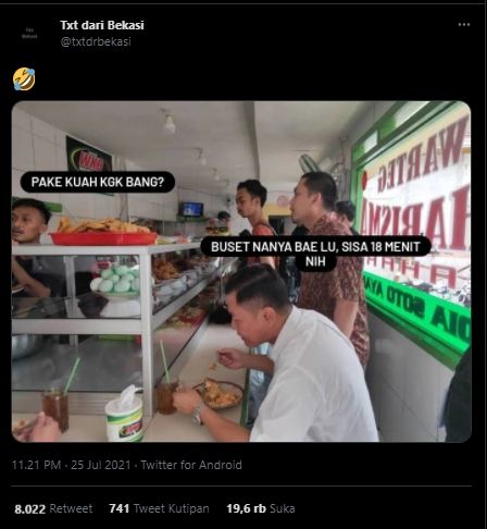 Viral Kompilasi Meme PPKM Level 4 Makan di Tempat 20 Menit, Publik: Bengek Hyung. (Twitter/@txtdrbekasi)