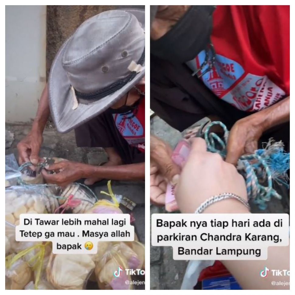 Kakek pedagang kerupuk tolak dagangannya ditawar harga tinggi (TikTok @alejenes)