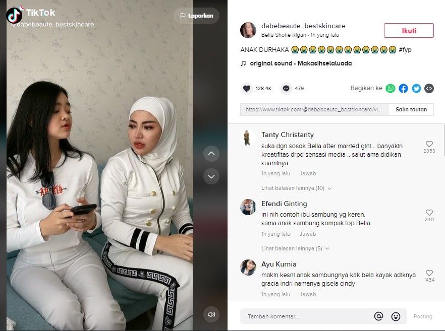 Bella Shofie dan anak sambungnya (TikTok)