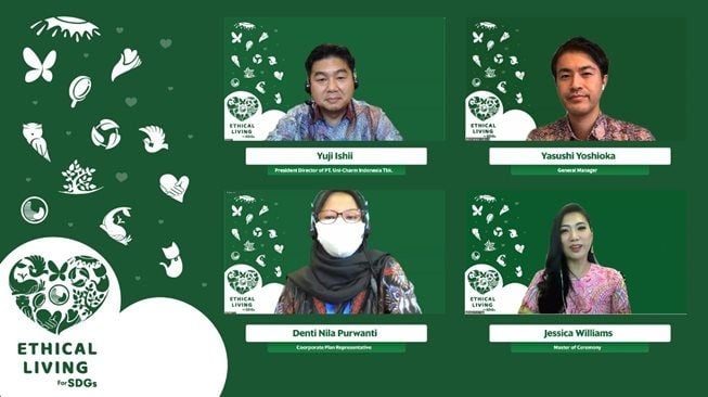 Virtual conference PT Uni-Charm Indonesia mengenalkan new lifestyle Ethical Living for SDGs. (Post Release PT Uni-Charm Indonesia)