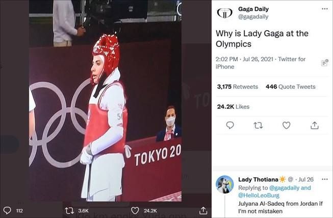 Atlet taekwondo di Tokyo 2020 mirip banget Lady Gaga. (Twitter/@gagadaily)