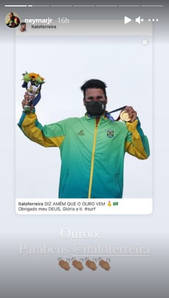 Neymar girang atlet Brasil raih medali emas di Olimpiade Tokyo (Instagram/neymarjr)