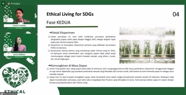 Virtual conference PT Uni-Charm Indonesia mengenalkan new lifestyle Ethical Living for SDGs. (Tangkap layar virtual conference) 