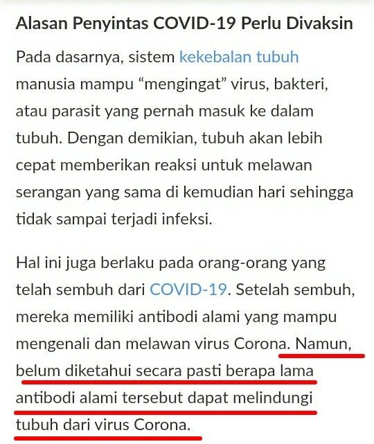 Orang pernah kena covid-19 punya imunitas lebih kuat dibandingkan orang divaksin (Turnbackhoax.id)