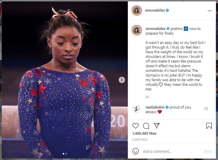 Pesenam Amerika Serikat, Simone Biles (instagram.com/simonebiles)