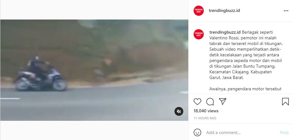 Viral Video Pengendara Motor Berlagak Seperti Valentino Rossi. (Instagram/@trendingbuzz.id)