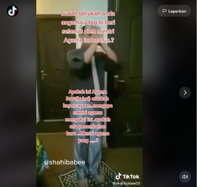 Tangkapan layar video cara ibadah agama Baha'i. [TikTok]