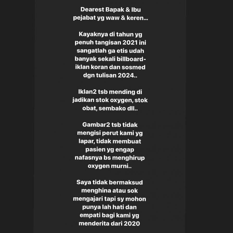 Curhat Bertrand Antolin soal banyaknya poster-poster kampanye, baik pilkada, pilpres, dan legislatif. [Instagram]