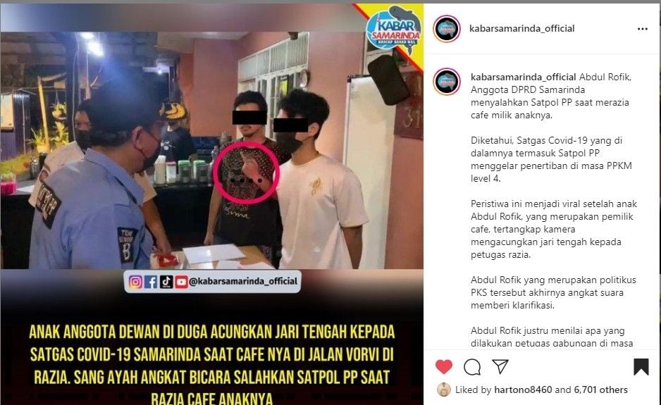 Tangkapan layar. [Instagram/@kabarsamarinda_official]