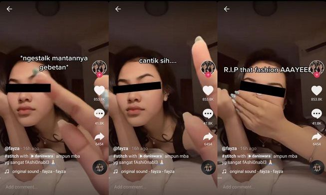 Viral wanita disindir kurang modis oleh gebetan mantan. (TikTok/@fayyyzza)