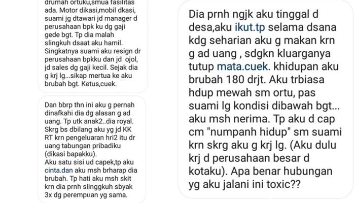 Viral Wanita Curhat Suami Selingkuh. (Instagram/@komentatorpedas)