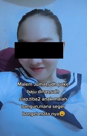 Istri pakai baju dinas malam jumat, suami merenung tahu anaknya mendadak bangun. (Tiktok)