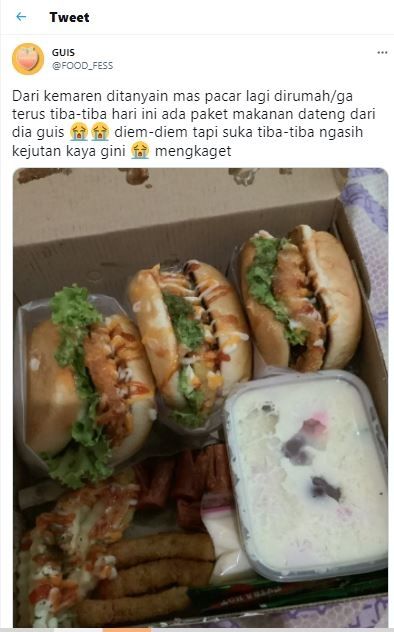 Dikirimi makanan oleh pacar (Twitter @FOOD_FESS)