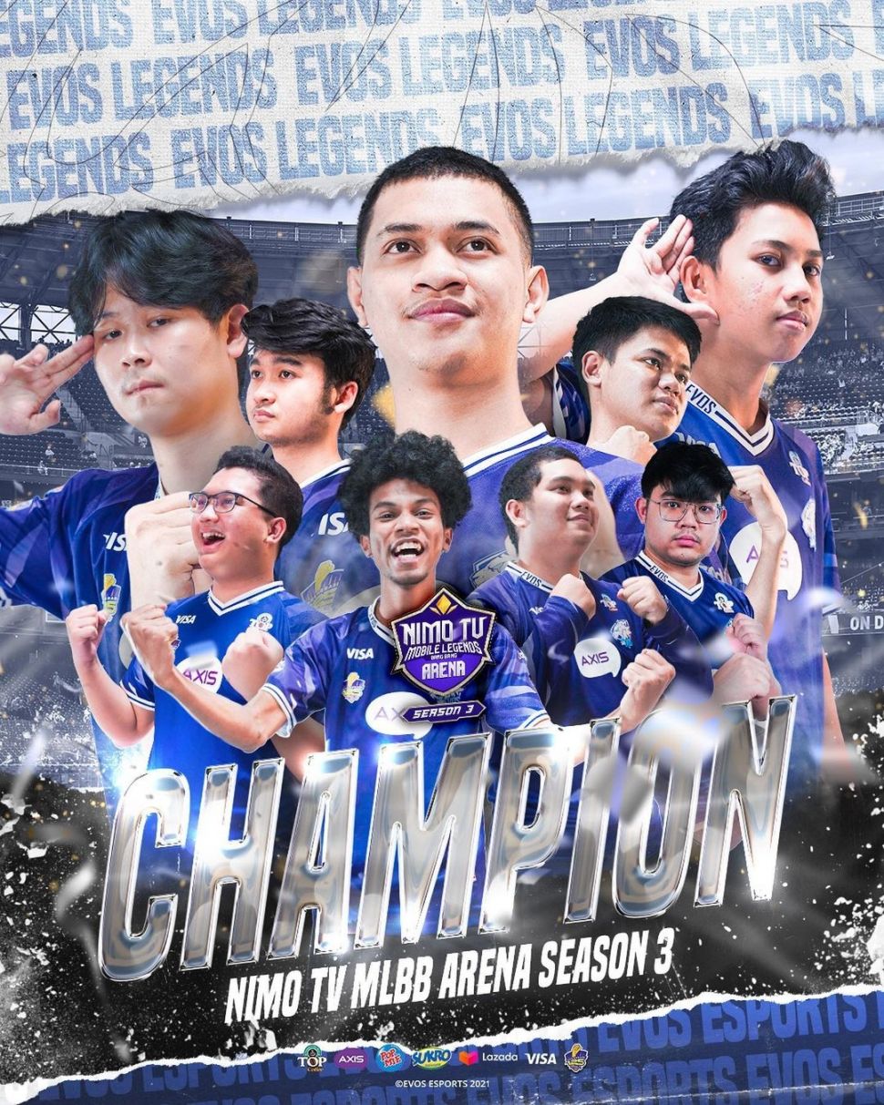 EVOS Legends raih juara NMA Season 3 setelah menumbangkan Alter Ego dengan skor 3 vs 0 . (Instagram/ evosesports)