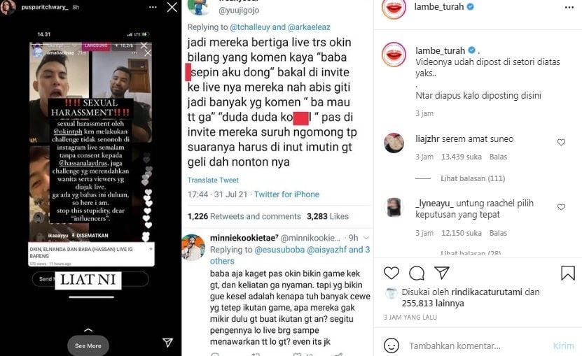 Unggahan soal Niko Al Hakim alias Okin [Instagram/@lambe_turah]