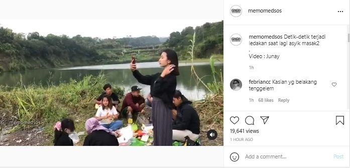 Viral Video Detik-detik Kompor Meledak saat Piknik. (Instagram/@memomedsos)