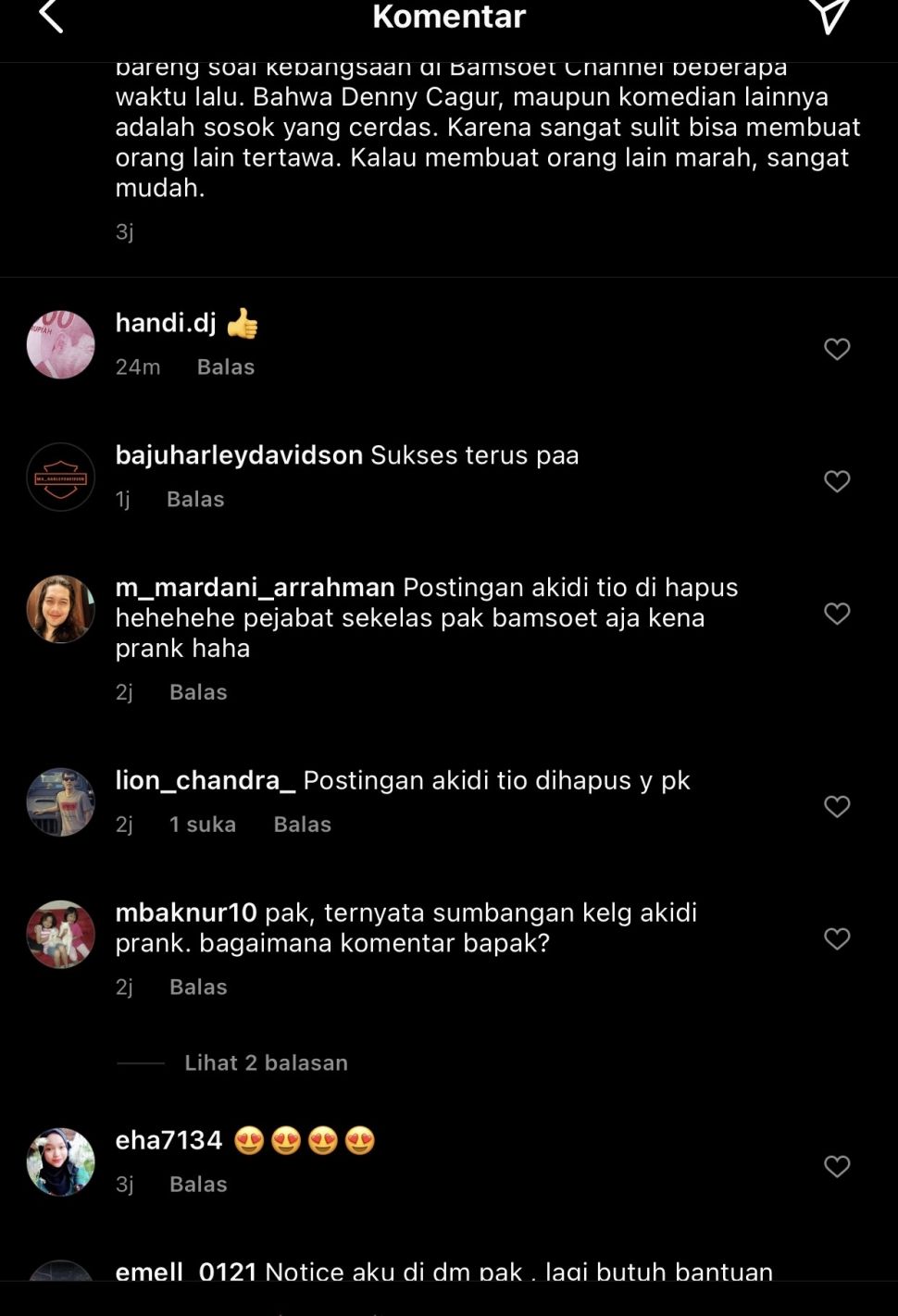 Postingan Akidi Tio dihapus Bamsoet [Instagram]