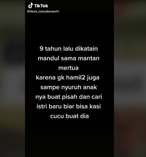 Dituduh Mandul Oleh Mertua, Wanita Ini Hamil setelah Menikah Lagi (tiktok.com/@tikaa_msicaberawit1)