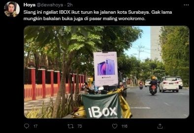 Viral iBox Jualan iPhone 12 di Pinggir Trotoar Surabaya. (Twitter/@dewahoya)