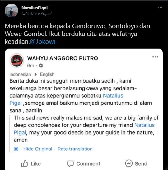 Fakta Natalius Pigai dikabarkan meninggal dunia. (Twitter/NataliusPigai2)