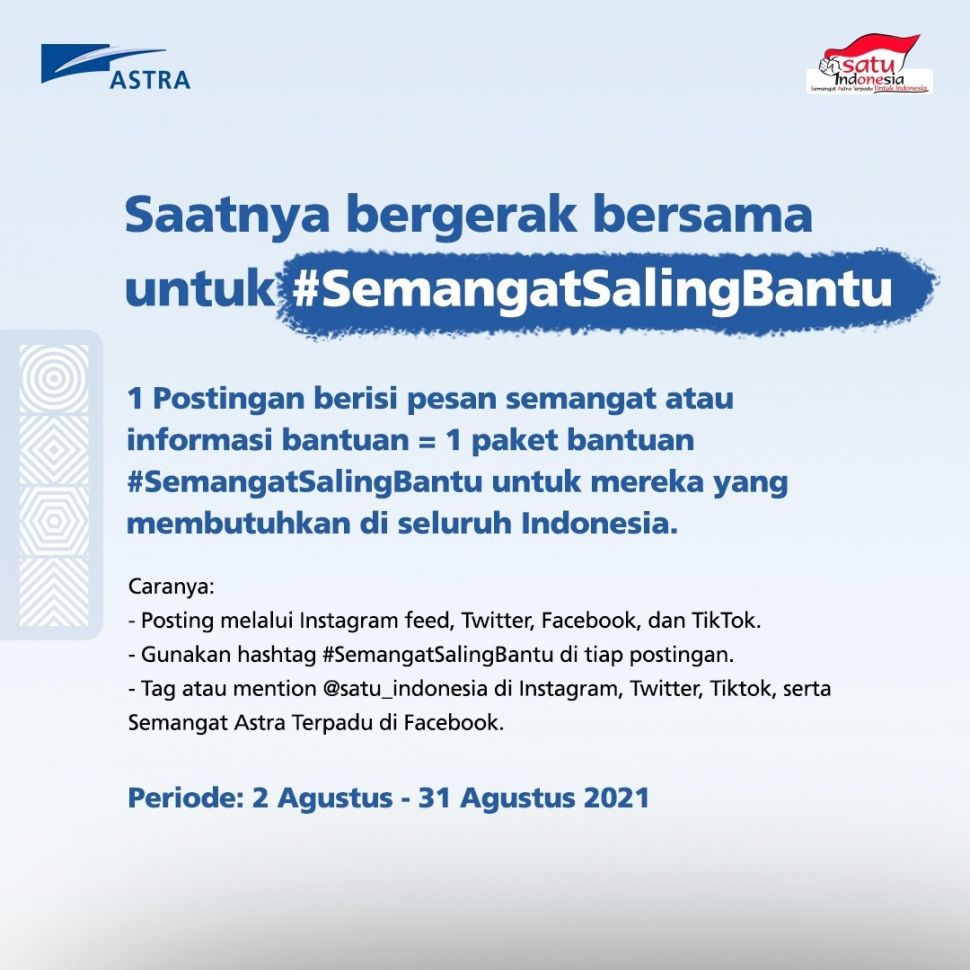 Gerakan #SemangatSalingBantu. (Dok: Astra)