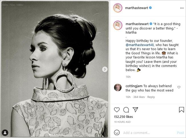 Potret pebisnis Martha Stewart saat masih muda. (Instagram/@marthastewart)