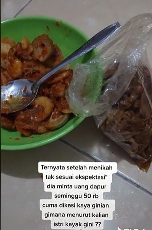 Suami protes diberi udang sama istri. (Tiktok)