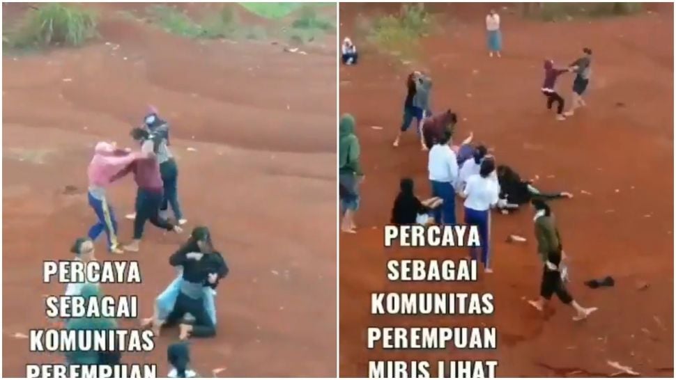 Viral Rekaman Perkelahian Antar Gadis Remaja di Tanah Merah Depok (Twitter)