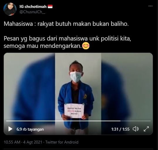 Mahasiswa Pekalongan beri sindiran politisi yang pasang baliho. (Twitter/ChusnulCh__)