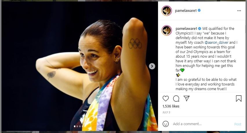 Pamela Ware, Atlet Lompat Indah Dapat Nilai Nol saat Olimpiade Tokyo (instagram.com/pamelaware1)