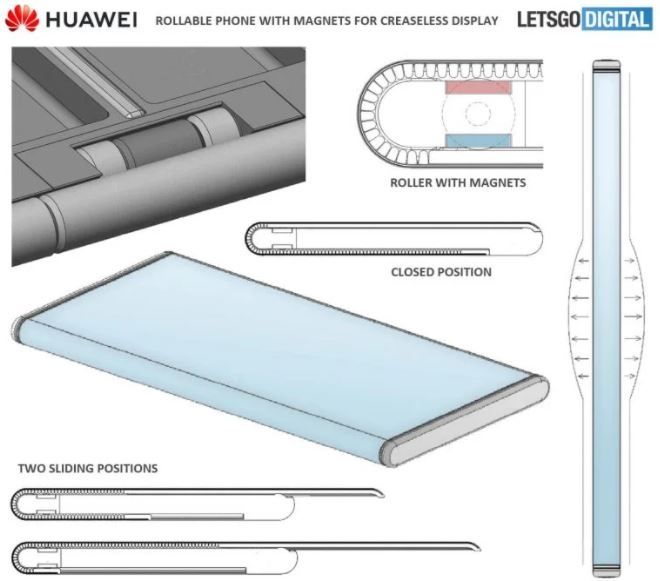 Desain render HP layar gulung Huawei. (LetsGoDigital)