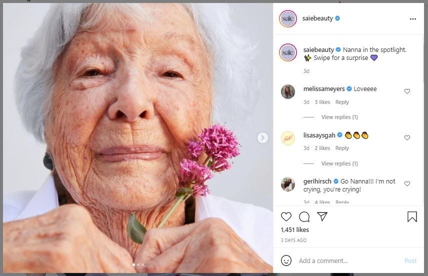 Helene Simon, Nenek 99 Tahun Jadi Model Makeup (instagram.com/saiebeauty)