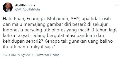 Fadli Zon sentil Menko PMK Muhadjir (Twitter)