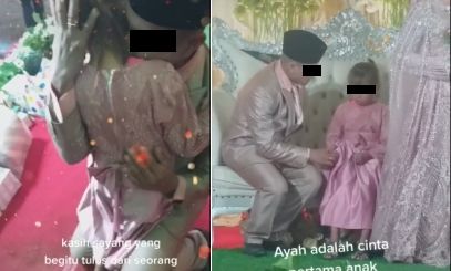 Gadis kecil hadiri pernikahan ayah (tiktok)