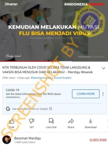 CEK FAKTA Vaksin Picu Virus Baru yang Lebih Berbahaya dari Covid-19. (Turnbackhoax.id)