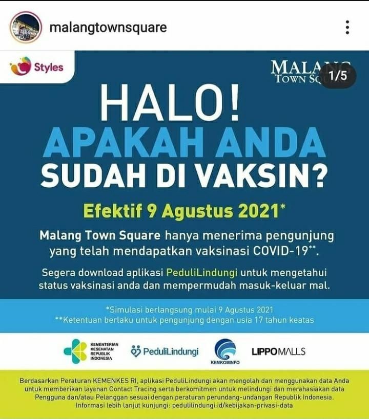 Malang Town Square atau Matos buka 9 Agustus 2021. [Tangkapan layar]