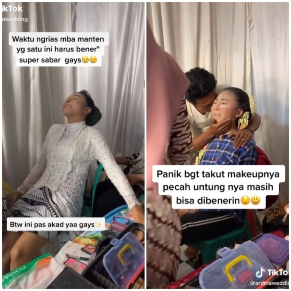 Pengantin tak bisa diam saat dirias (TikTok)