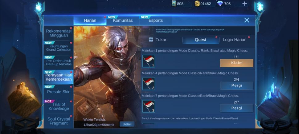 Event Hari Kemerdekaan Indonesia berhadiah skin Granger Mobile Legends. (HiTekno)