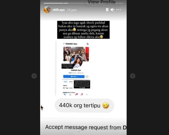 Akun Facebook palsu Nabilah Ayu (Instagram)