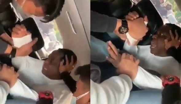 Foto kolase tangkapan layar video viral dugaan penganiayaan terhadap seorang diplomat Nigeria yang dilakukan oknum petugas Imigrasi Jakarta Selatan. [Twitter@LegitpostNg]