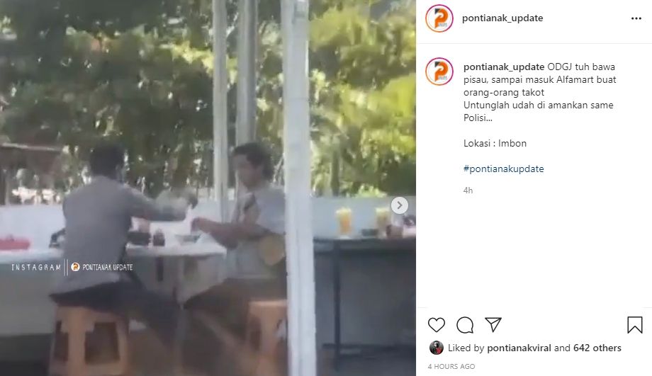 Pria bersajam buat panik warga Pontianak, diajak makan polisi. (Instagram/@pontianak_update)