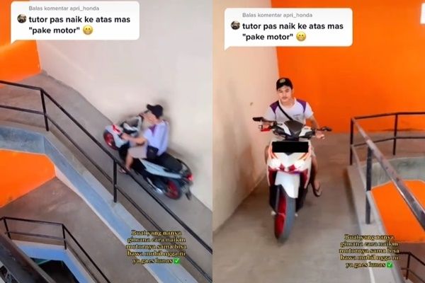 Viral Cowok Parkir Motor di Depan Kamar Kos Lantai 3. (TikTok/@nb.wcksn)