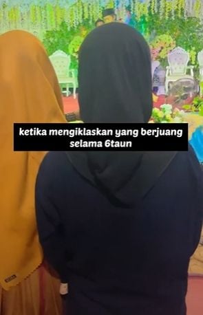 Reaksi mempelai wanita saat suami foto bareng mantan. (Tiktok)